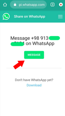 ارسال پیام در واتساپ بدون ذخیره شماره